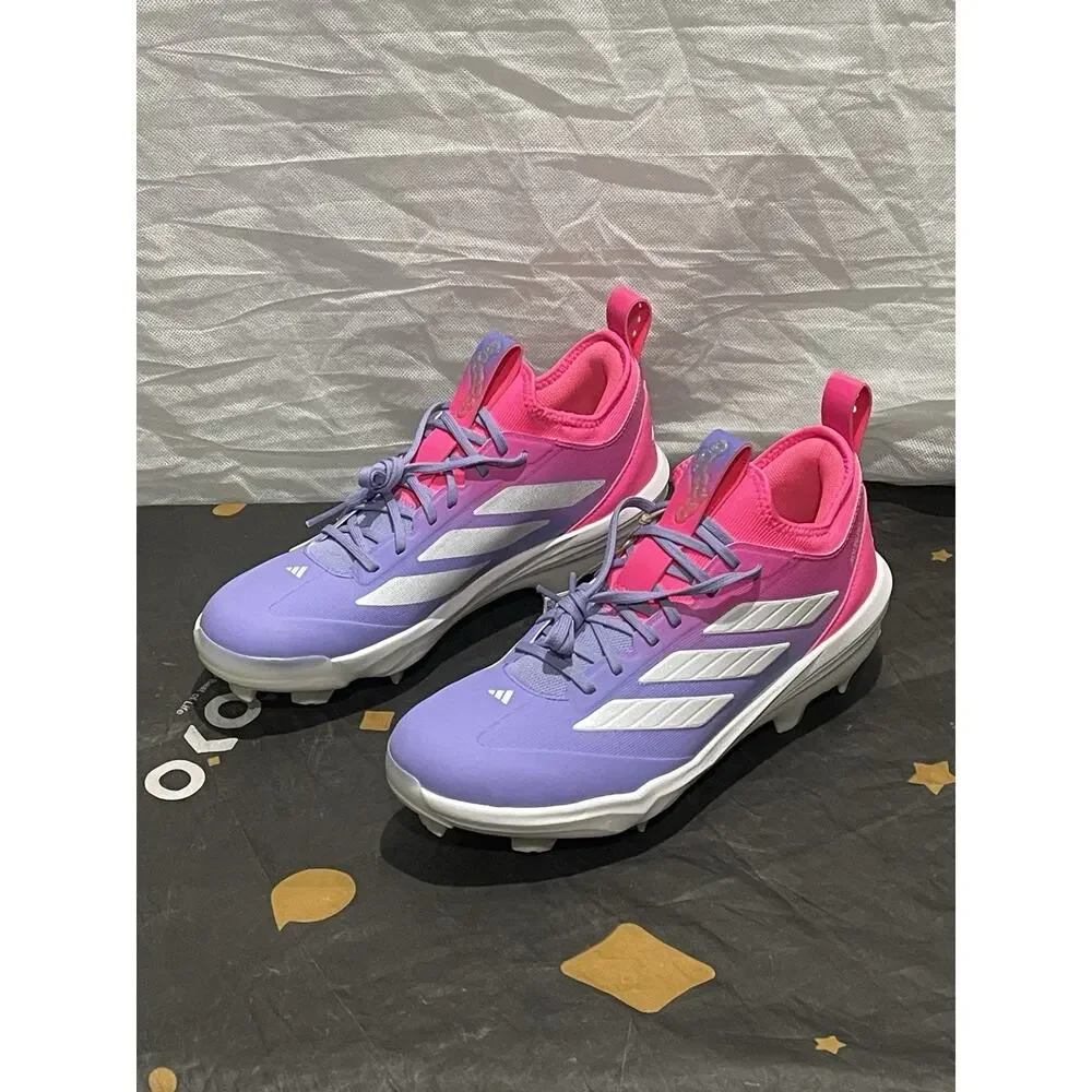 New Men’s 10.5 Adidas Adizero TPU Candy Pink White Purple Baseball Cleats JR7828